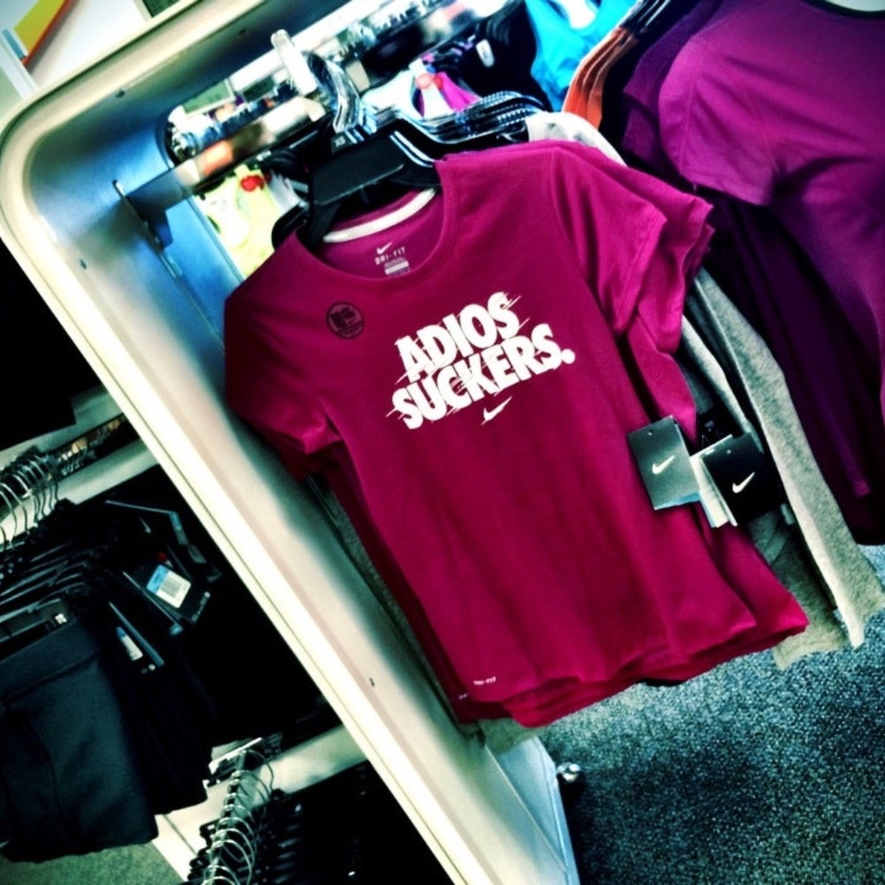 Nike Dri Fit Running Shirt L ADIOS SUCKERS